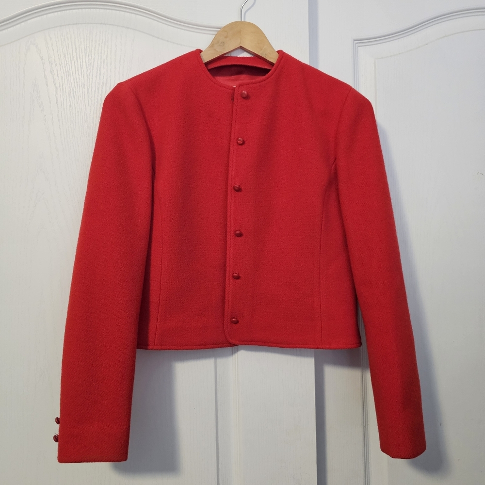 Pendleton 100% Virgin Wool Short Red Jacket Womens Size 8 1980s Vintage